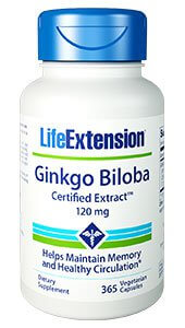 Life Extension Ginkgo Biloba Certified Extract 120 mg 365 Capsules